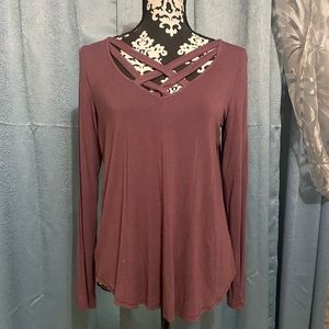 AE soft & sexy long sleeve strappy top, M